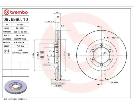 Brake Disc 09.6866.10 Brembo, Image 4