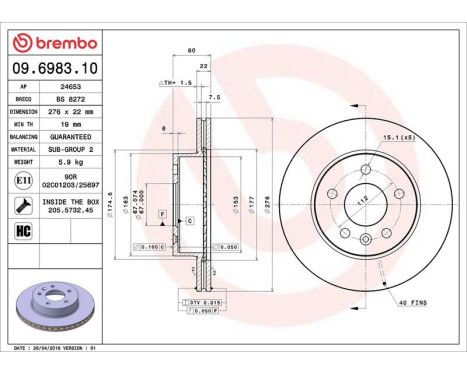 Brake Disc 09.6983.10 Brembo, Image 4