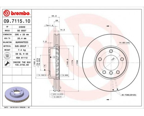Brake Disc 09.7115.10 Brembo, Image 2