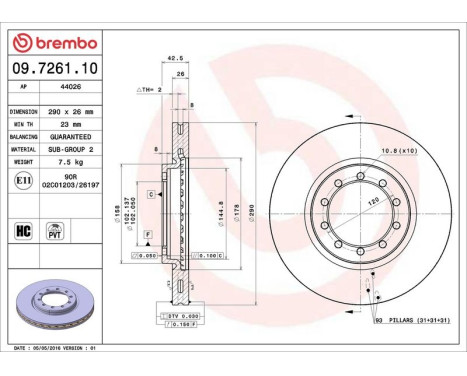 Brake Disc 09.7261.10 Brembo, Image 3