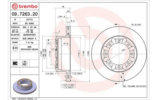 Brake Disc 09.7263.20 Brembo, Image 2