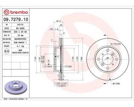 Brake Disc 09.7279.10 Brembo, Image 4