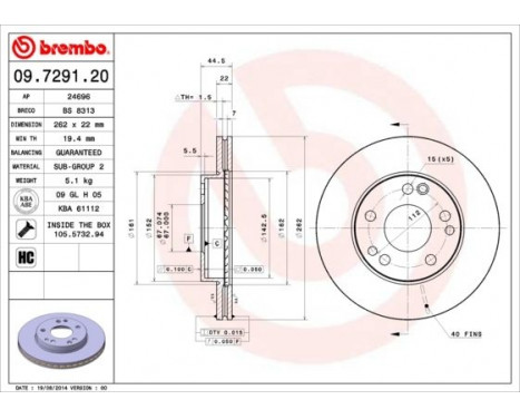 Brake Disc 09.7291.20 Brembo, Image 3