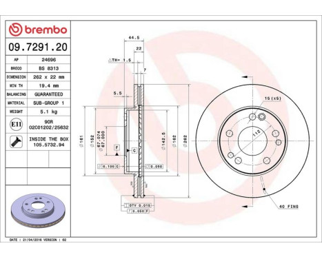 Brake Disc 09.7291.20 Brembo, Image 4