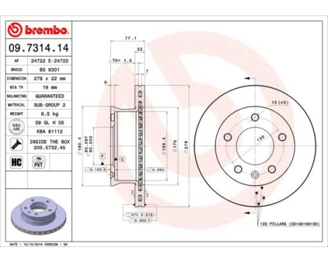 Brake Disc 09.7314.14 Brembo, Image 3