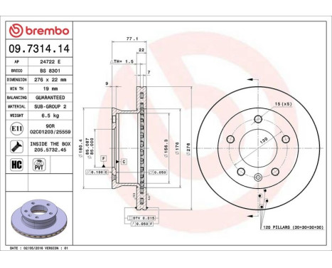 Brake Disc 09.7314.14 Brembo, Image 4