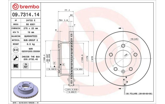 Brake Disc 09.7314.14 Brembo, Image 4