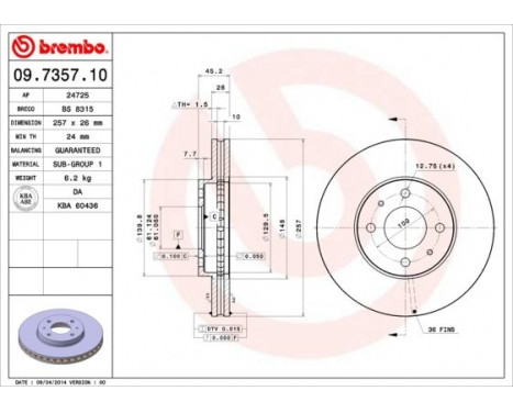 Brake Disc 09.7357.10 Brembo, Image 3