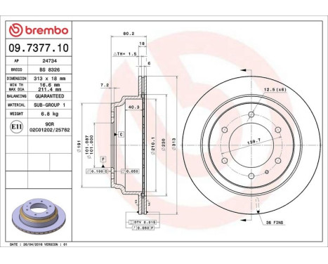 Brake Disc 09.7377.10 Brembo, Image 4