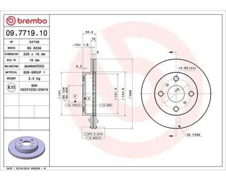Brake Disc 09.7719.10 Brembo, Image 4