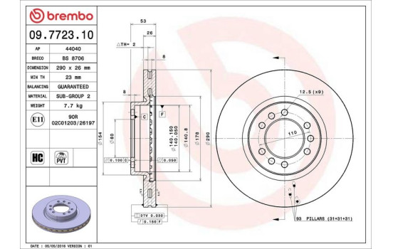 Brake Disc 09.7723.10 Brembo, Image 3
