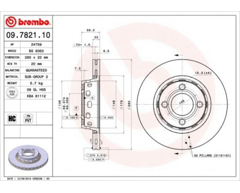 Brake Disc 09.7821.10 Brembo, Image 3