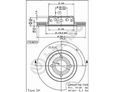 Brake Disc 09.7821.10 Brembo, Image 2