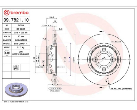 Brake Disc 09.7821.10 Brembo, Image 4