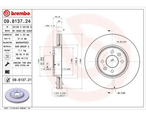 Brake Disc 09.8137.24 Brembo, Image 3
