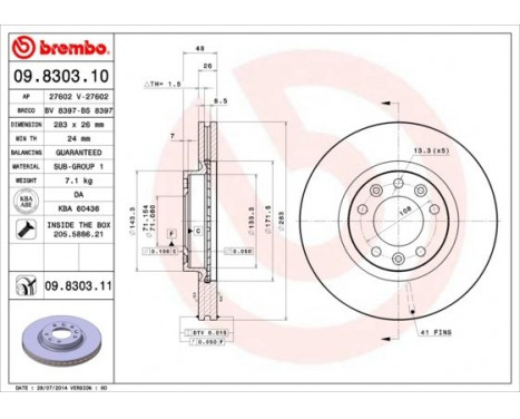 Brake Disc 09.8303.10 Brembo, Image 3