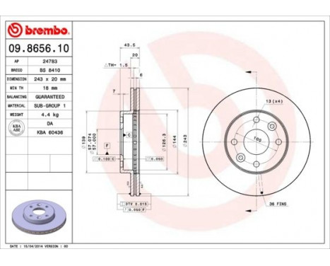 Brake Disc 09.8656.10 Brembo, Image 3