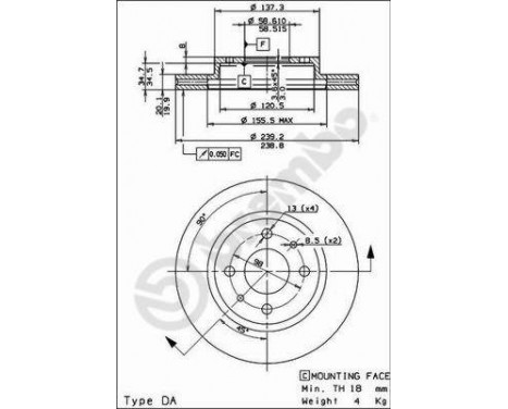 Brake Disc 09.8894.14 Brembo, Image 2