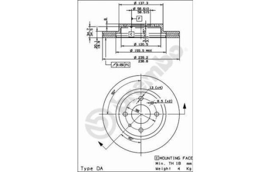 Brake Disc 09.8894.14 Brembo, Image 2