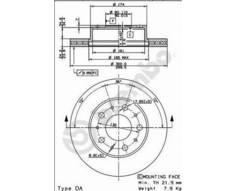 Brake Disc 09.8932.10 Brembo, Image 2