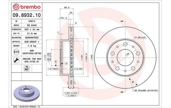 Brake Disc 09.8932.10 Brembo, Image 4