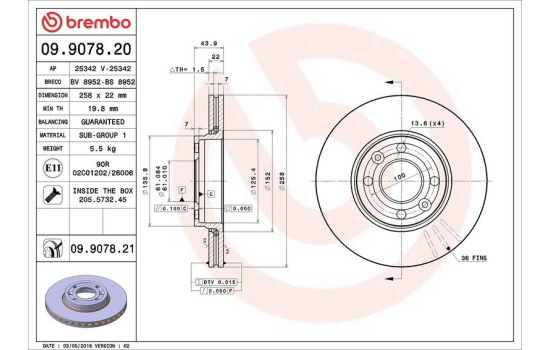 Brake Disc 09.9078.20 Brembo, Image 3