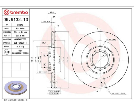 Brake Disc 09.9132.10 Brembo, Image 4