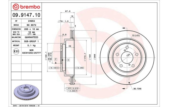 Brake Disc 09.9147.10 Brembo, Image 3