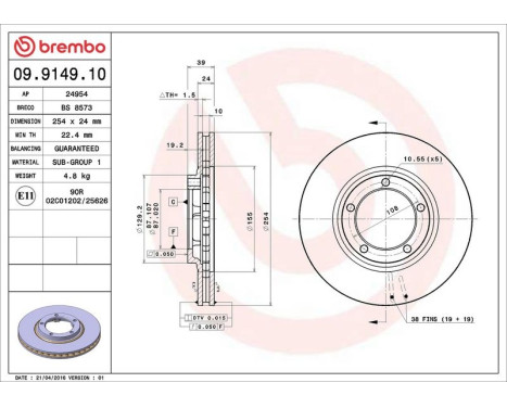 Brake Disc 09.9149.10 Brembo, Image 3