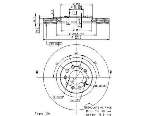 Brake Disc 09.9365.20 Brembo, Image 3