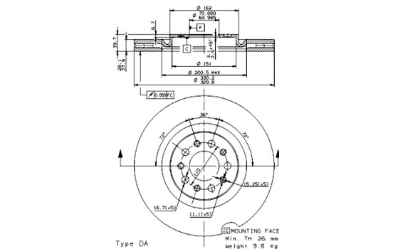 Brake Disc 09.9365.20 Brembo, Image 2
