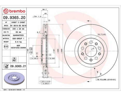 Brake Disc 09.9365.20 Brembo, Image 4