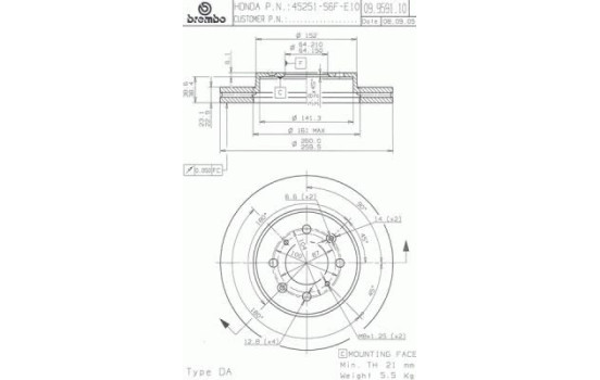 Brake Disc 09.9591.10 Brembo, Image 2