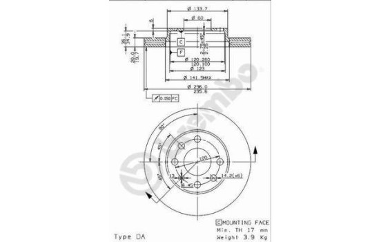 Brake Disc 09.9607.14 Brembo, Image 2