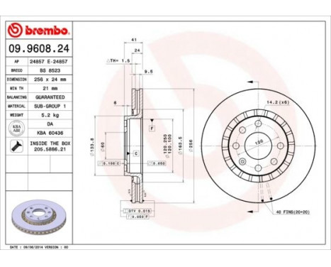 Brake Disc 09.9608.24 Brembo, Image 3