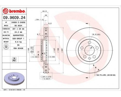 Brake Disc 09.9609.24 Brembo, Image 3