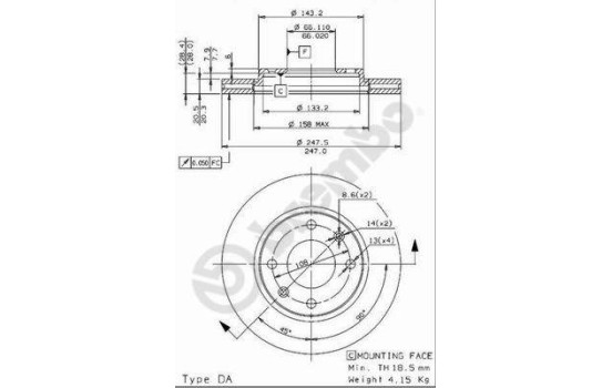 Brake Disc 09.9610.14 Brembo, Image 2