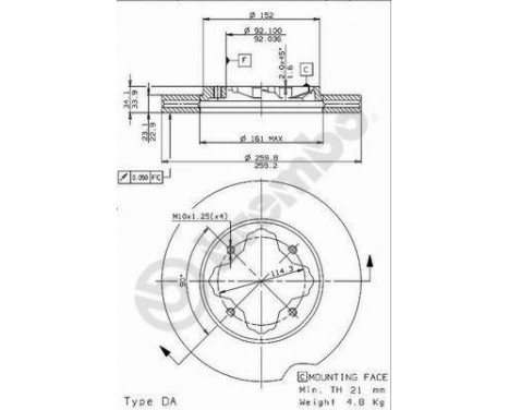 Brake Disc 09.9611.14 Brembo, Image 2