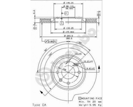 Brake Disc 09.9613.10 Brembo, Image 2