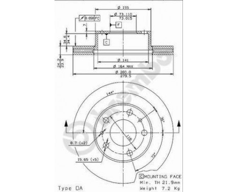 Brake Disc 09.9614.14 Brembo, Image 2