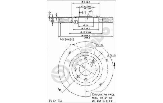 Brake Disc 09.9619.10 Brembo, Image 3