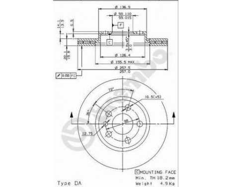 Brake Disc 09.9631.34 Brembo, Image 2