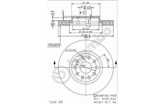 Brake Disc 09.9632.14 Brembo, Image 2