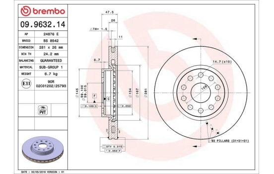 Brake Disc 09.9632.14 Brembo, Image 4