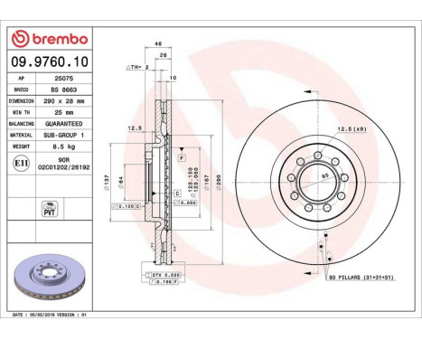 Brake Disc 09.9760.10 Brembo, Image 3