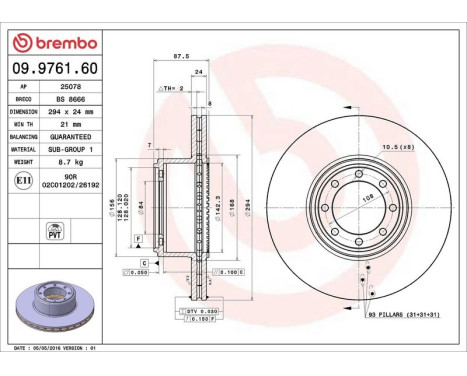 Brake Disc 09.9761.60 Brembo, Image 3