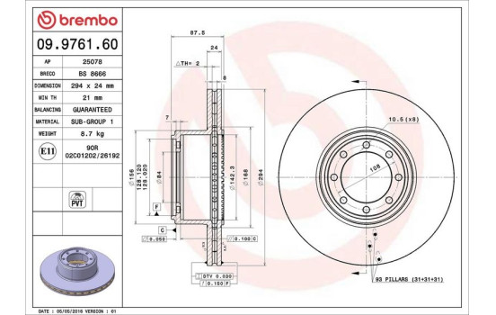 Brake Disc 09.9761.60 Brembo, Image 3