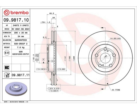 Brake Disc 09.9817.10 Brembo, Image 3