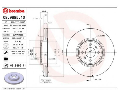 Brake Disc 09.9895.10 Brembo, Image 2