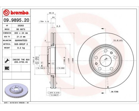 Brake Disc 09.9895.20 Brembo, Image 2